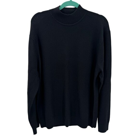 Raffi 100% Extra Fine Merino Wool Black Crew Neck Sweater Mens XL - Picture 1 of 6